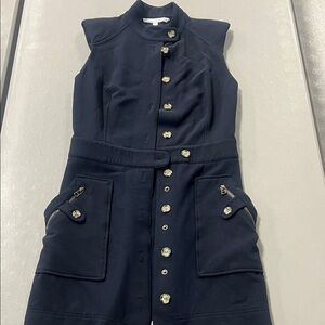 Veronica Beard Navy Mini Dress with Gold Buttons